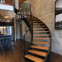 Escalier Courbé de Luxe Moderne et Artistique, Conception en Collaboration avec des Designers, Vente Directe Usine