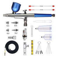 Kit aérographe HD-131 avec buses de 0,2 mm et 0,5 mm, alimentation par gravité, double action, portable, gobelet de 7,0 cc, vitesse réglable