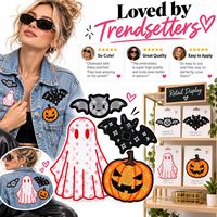 Patch brodé thermocollant pour enfants, motif chauve-souris, fantôme, citrouille, étoile, idéal pour fêtes d'Halloween, vente en gros