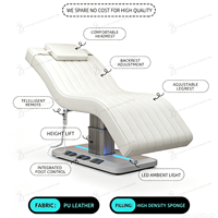 Table de soin électrique de luxe en cuir PU avec lumière LED et commande au pied, idéale pour les soins du visage, table de massage, lit à cils, 3 moteurs