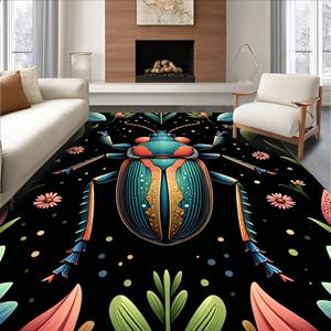 Tapis rectangulaire fantaisie Wan Xinlong, résistant aux taches, pour extérieur, design moderne, lavable à l'eau, nettoyage facile, motif velours cristal - Product Image 1
