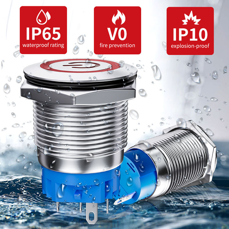 High Quality Brass IP65 Home Appliance Push Button Switches 12mm-22mm Momentary