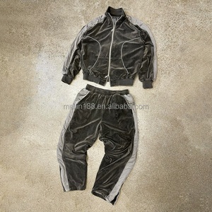 Custom <b>Velvet</b> Tracksuit Manufacturer High Quality 3m Reflective Two Pieces <b>Velvet</b> <b>Jacket</b> and Pants Comfort Velour Tracksuit - Product Image 1