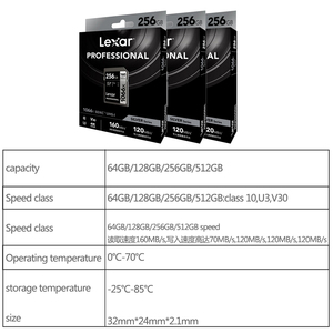 100% Original Lexar 1066X <span class=keywords><strong>carte</strong></span> <span class=keywords><strong>sd</strong></span> professionnelle <span class=keywords><strong>64g</strong></span> 128g 256g <span class=keywords><strong>carte</strong></span> mémoire 512gb SDXC U3 max 160 m/s <span class=keywords><strong>carte</strong></span> <span class=keywords><strong>sd</strong></span> pour appareil photo numérique 4K - Product Image 5