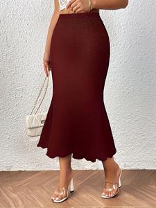 Personalizado 2025 nueva moda elegante Jacquard estiramiento sirena media falda mujer ceñido al cuerpo sólido Spandex/poliéster falda de verano - Product Image 2