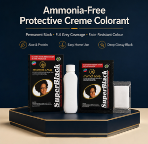 Kit <span class=keywords><strong>de</strong></span> coloration capillaire professionnelle permanente noire pour l'Afrique, crème colorante 30ml, révélateur 30ml et gant - Product Image 3