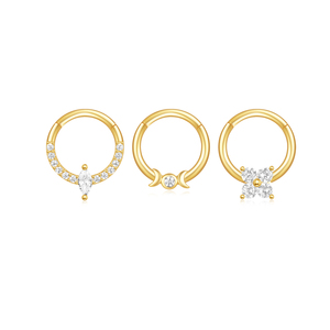 ROXI Boucle d'oreille créole en argent sterling 925 personnalisée, petite, incrustée de zircon, motif lune et œil de cheval, pour piercing de cartilage - Product Image 1