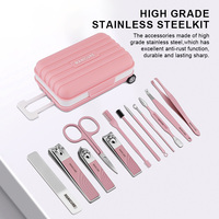 Kit de manucure et pédicure 12 pièces avec logo personnalisé, emballage design valise, outils de beauté pour les ongles, coupe-ongles pour la maison