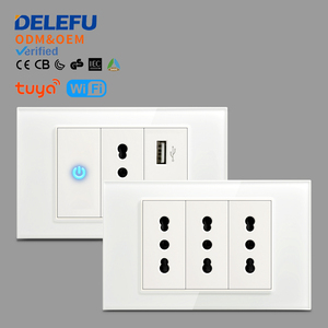Delefu tiêu chuẩn ý ổ cắm với USB thông minh Loại C 20 Wát sạc nhanh, kép USB tường ổ cắm Glass Bảng điều chỉnh - Product Image 1