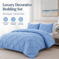 Ensemble de literie complet personnalisable pour adultes, bleu uni, plissé, lavé, élégant, pour la décoration de la maison et de la chambre