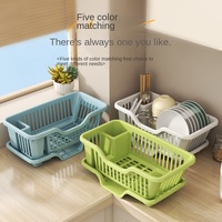 Égouttoir de cuisine sur pied en plastique XT102, multifonctionnel pour le rangement des assiettes et des bols sur comptoir