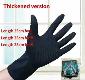 Guantes de peluquería, guantes especiales para lavado de cabello en salón de belleza, engrosados, impermeables, antideslizantes, elásticos, de goma coreana, negros - Product Image 2