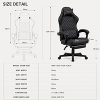 Chaise de jeu ergonomique au design moderne, chaise de bureau pivotante extensible, hauteur réglable, cuir PU, personnalisation disponible