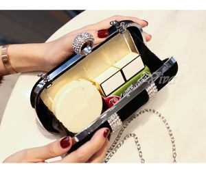 Phụ Nữ Nhung Màu Đen Kim Cương Trang Trí Xách Tay Bữa Ăn Tối Túi Wedding Party Túi Xách Ví Tiệc Ly Hợp Túi Sườn Xám Chuỗi Hasp - Product Image 5