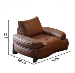 أريكة مقطعية عصرية فاخرة بسيطة من الجلد الطبيعي مع مقعد عميق ووسادة ناعمة لغرفة المعيشة - Product Image 5