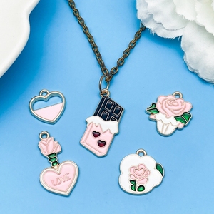 Dijes de Corazón de Amor Dulce de Esmalte de la Serie <span class=keywords><strong>Rosa</strong></span> al por Mayor para Hacer Pulseras, Collares y Pendientes - Product Image 6
