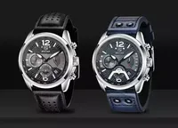 Jam Tangan Pria BENYAR 5171M 5171 Kulit Biru Casing Alloy Baru Kronograf Mesin Quartz Jepang