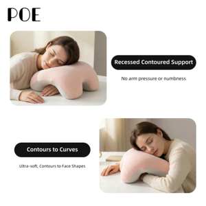 Oreiller de sieste pour dormeurs latéraux, en mousse à mémoire de forme matelassée, pour le cou, compact, portable, ergonomique, lavable - Product Image 2