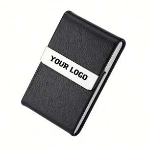 Porte-cartes de visite en cuir OEM pour hommes ou femmes, étui en métal pour cartes de crédit et de visite, protège-cartes - Product Image 1