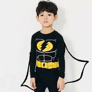 Venta caliente chica ropa de los niños la blusa de otoño pijamas de manga larga superman ropa de dormir ropa de niños para niñas