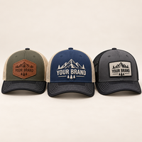 Casquette de Trucker Brodé en Cuir Personnalisé de Qualité Supérieure, 3 Couleurs, 6 Panneaux, Modèle Richardson 112 avec Dos en Filet