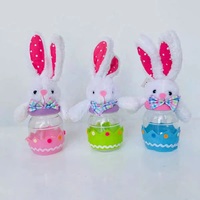 Pot à bonbons et friandises en peluche Lapin de Pâques, figurines en peluche avec boîte de collection, décoration de fête, bonbons au chocolat