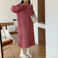 패션 여성 크루넥 루즈핏 임산부 보온 스웨터 드레스