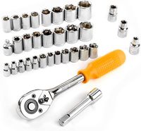 AIRFORCE Ensemble d'outils en acier forgé de 128 pièces, clés à molette réglables, clés hexagonales - Kit de réparation automobile et domestique général, boîte à outils en plastique