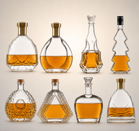 Bouteilles à spiritueux en verre haut de gamme de 500 ml et 700 ml, en verre silex de haute qualité, avec bouchons en liège, emballage personnalisable, pour whisky et vodka