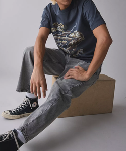 メンズカスタムデニムジーンズボーイフレンドスタイルミディアムライトウォッシュカジュアルストリートウェアラグジュアリーハイエンドデザイン180g純ニット - Product Image 4