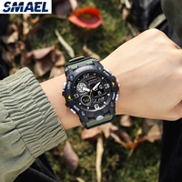 Nouvelle montre de plongée intelligente SMAEL 8055 lumineuse 2023, chronographe, chronomètre, date, alarme, unisexe, sport, tonneau 51 mm, 3ATM/5ATM