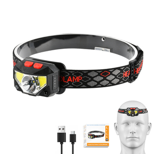 ヘッドライト小型USB充電式USBランニングトーチキャンプCOBレッドXPG 800 MAh LEDヘッドライトセンサー - Product Image 1
