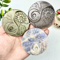 Vente en gros de sculptures artisanales de lune et de soleil en pierre de lune et obsidienne dorée et argentée de haute qualité, 6 cm, pour le Feng Shui et le Yin et Yang