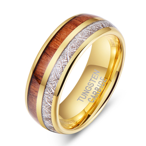 Fabbricazione di gioielli di moda anello di tungsteno da 8mm fedi nuziali placcate di fidanzamento in oro da uomo Comfort <span class=keywords><strong>Fit</strong></span> - Product Image 1