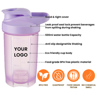 Bouteille de shaker de protéines personnalisée en plastique imprimée pour la salle de sport, 500 ml, portable, pour les cadeaux d'entraînement