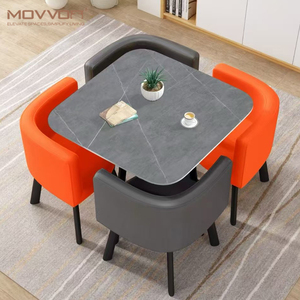Ensemble de salle à manger carré moderne pour hôtel et restaurant, table et chaises en métal, couleurs OEM, mobilier de salle de réunion - Product Image 1