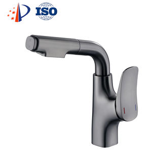 ก๊อกน้ำอ่างล้างหน้าแบบดึงออกได้ทันสมัยมีสองฟังก์ชันเครื่องผสมอ่างล้างหน้าทองเหลืองเกรด A ก๊อกน้ำโครเมี่ยมสีเทา - Product Image 6