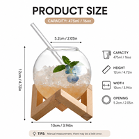 Nouveauté : Tasse à boire ronde en verre borosilicate de 16 oz avec support en bois et paille, idéale pour jus, café glacé et crème glacée