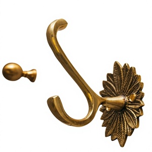 Crochet de porte décoratif en laiton motif floral, crochets de luxe pour vêtements, support pour placard, étagère, porte, crochet antique décoratif, prix de gros - Product Image 1