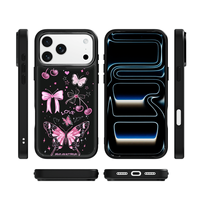 Coque de téléphone AG Feeling Black Edge avec motif papillon fluorescent doré pour iPhone 17, 17 Pro Max, 16 Pro, 15 – Coque magnétique