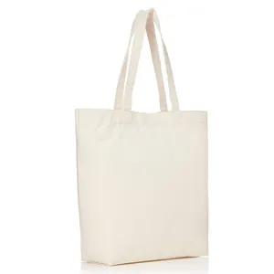 Chine factory good quality custom logo long strap shoulder handle carry blank cotton canvas tote bag