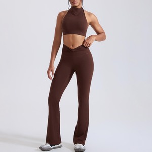 Conjunto de Yoga para Mujer con Cuello Halter, Hermosa Cintura Fruncida y Detalle de Torsión <span class=keywords><strong>en</strong></span> la Espalda, Suave como la Mantequilla, <span class=keywords><strong>El</strong></span>ástico <span class=keywords><strong>en</strong></span> 4 Direcciones y de Alta Elasticidad - Product Image 6