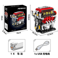 Ensemble de blocs de construction de moteur V8 de supercar DIY, modèle technique, moteur à entraînement, modèle mécanique, kits de briques d'assemblage pour cadeau d'enfant