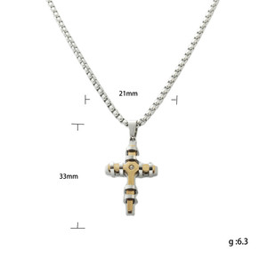 Men's Stainless Steel <b>Cross</b> Pendant Necklace With Diamond Bezel Setting Geometric Design 120112 - Product Image 5