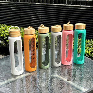 <span class=keywords><strong>Bouteille</strong></span> d'eau en <span class=keywords><strong>verre</strong></span> borosilicate avec manchon en silicone, gobelet de motivation avec marqueur de temps, <span class=keywords><strong>1</strong></span> <span class=keywords><strong>litre</strong></span> (32 oz), vente chaude - Product Image 3