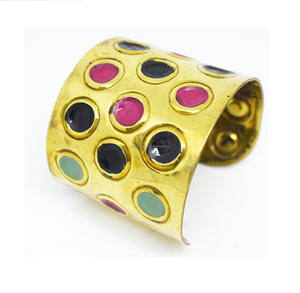 Vestidos de flores navideños 2024 para niñas, venta de joyería en EE. UU., brazalete grueso de invierno de 8 mm, brazalete geométrico multicolor de latón - Product Image 4