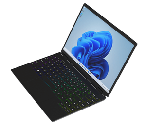 Ordinateur portable noir HL140G en gros, 12e génération, ultra-fin, Windows 11, clavier rétroéclairé multilingue sept couleurs pour commandes en gros - Product Image 1