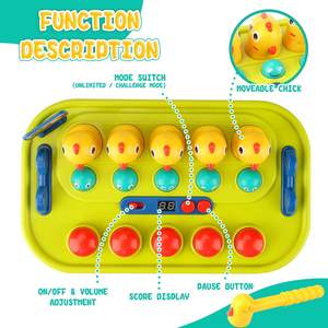 Juego <span class=keywords><strong>Whack</strong></span>-<span class=keywords><strong>A</strong></span>-<span class=keywords><strong>Mole</strong></span> para niños pequeños, juguete interactivo Musical iluminado con modo PK y 2 martillos suaves, juguete de desarrollo temprano - Product Image 3