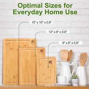 Factory direct supply of bamboo and wood cutting board <b>set</b>, three-piece household cutting board <b>set</b>, suitable for vegetables, - Product Image 2