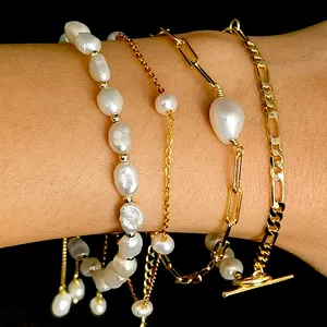 Zinc-bijoux GPB en argent Sterling 925 pour femmes, Bracelet en perles d'eau douce, chaîne plaquée or